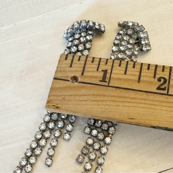 Vintage Rhinestone Dangle Drip Clip-on Earrings - Picture 9 of 9